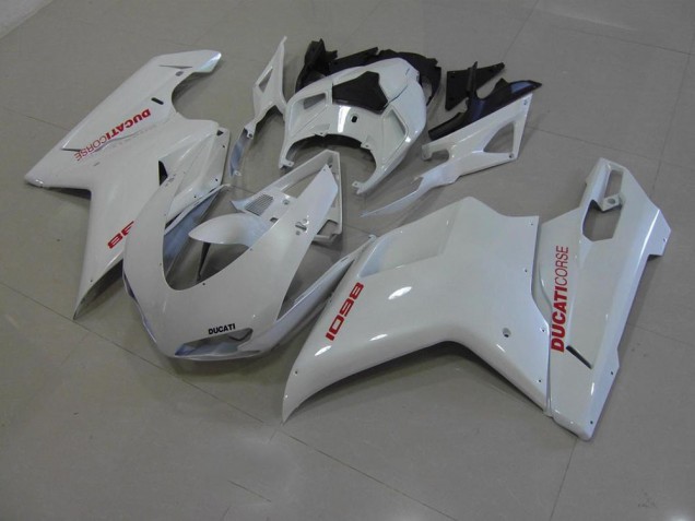 Carenado Ducati 848 1098 1198 07-14 - Blanco Perla con Rojo Calcomanías