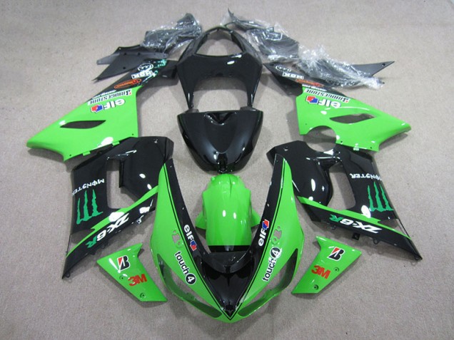 Carenado ZX6R 05-06 - Negro Verde 3M Touch4 Monster