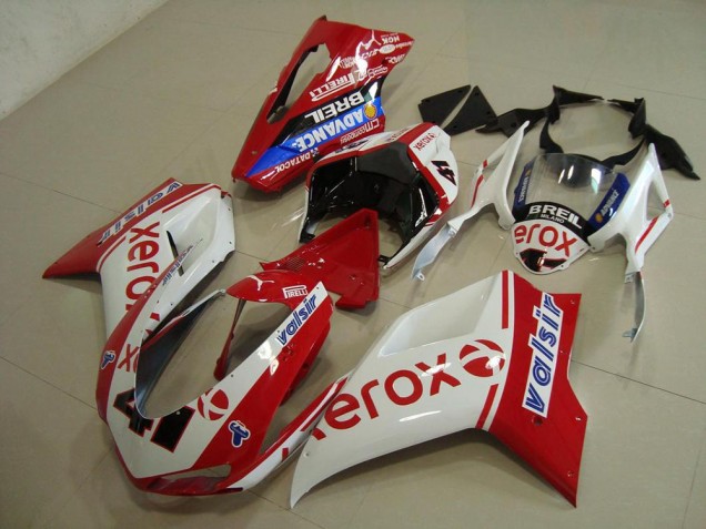 Kit Carenado ABS Completo Ducati 848 1098 1198 07-14 - Blanco Rojo Xerox